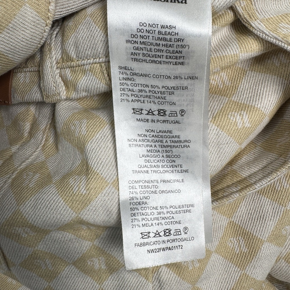 Nanushka Pants‎ Womens 32 Geometric Logo Print Linen Blend Straight With Turn Up - Picture 13 of 14